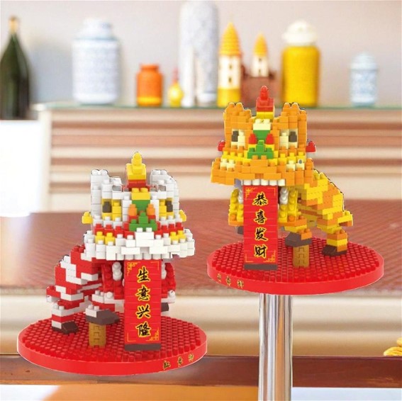 DIY Collectible Festive Lion Building Blocks